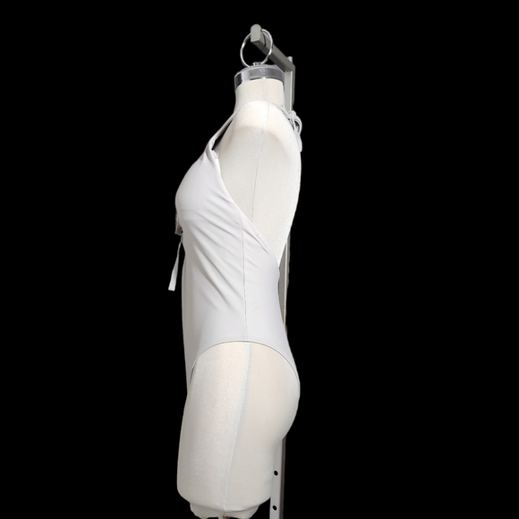 Aerie swim one piece size m Grey with tie up neck and pads bodysuit - Picture 9 of 11